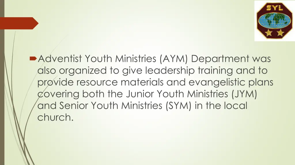 adventist youth ministries aym department