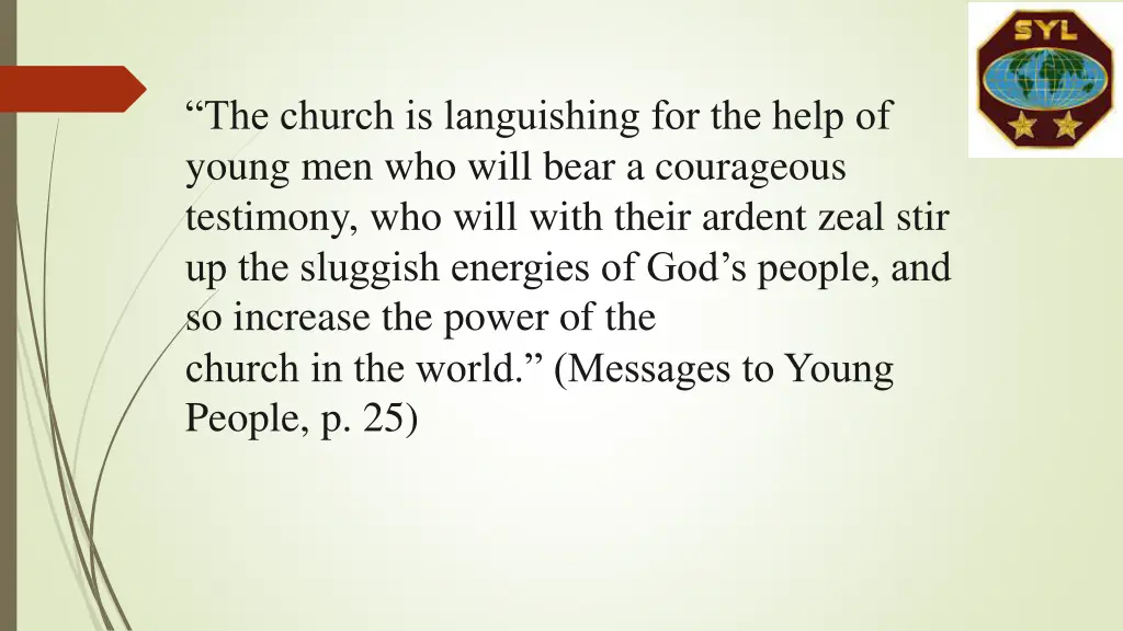 the church is languishing for the help of young