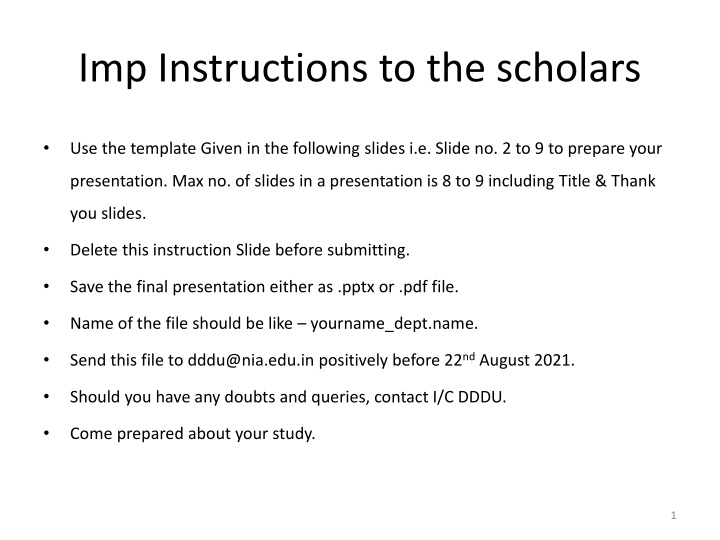 imp instructions to the scholars