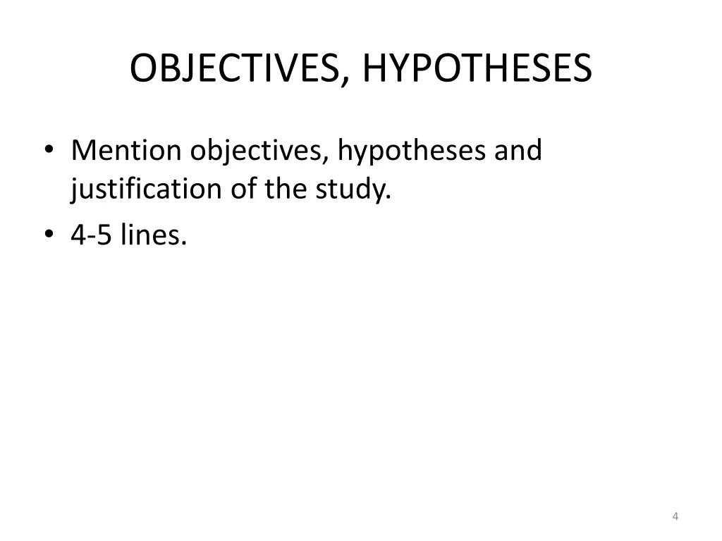 objectives hypotheses