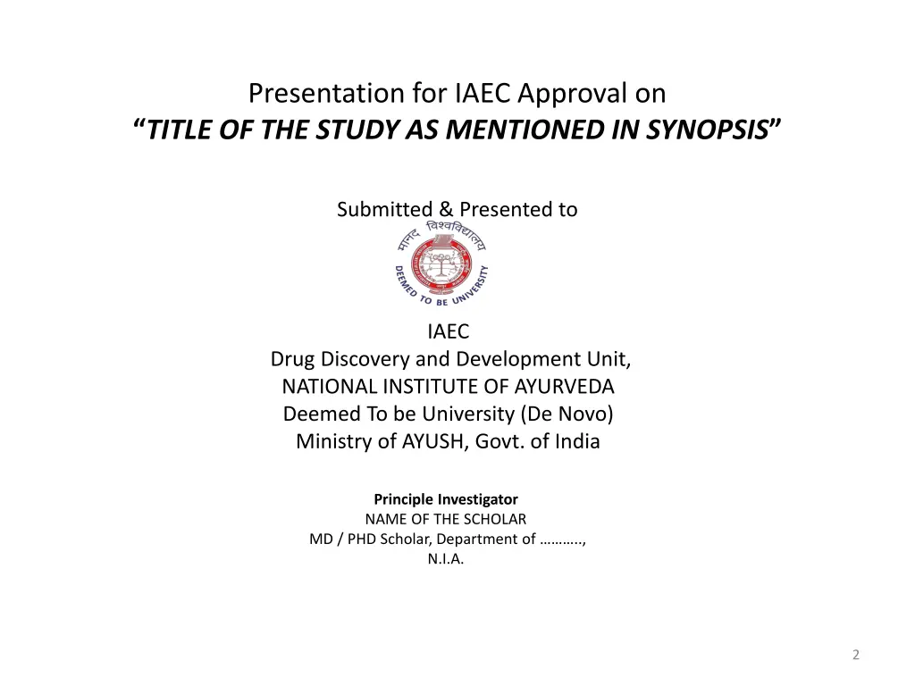 presentation for iaec approval on title