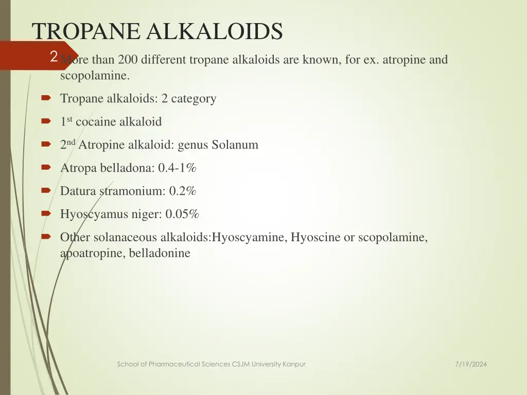 tropane alkaloids 2