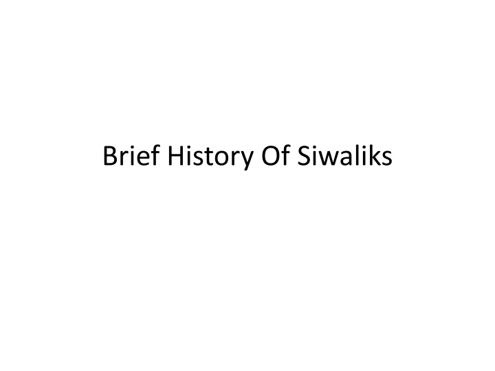 brief history of siwaliks