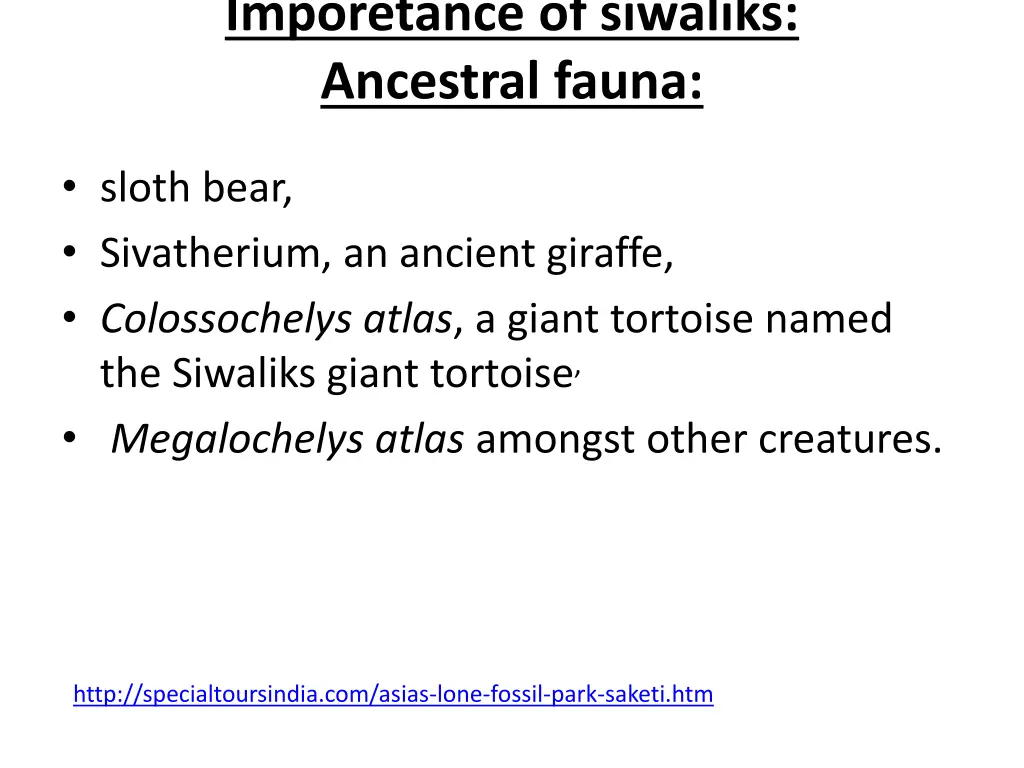 imporetance of siwaliks ancestral fauna