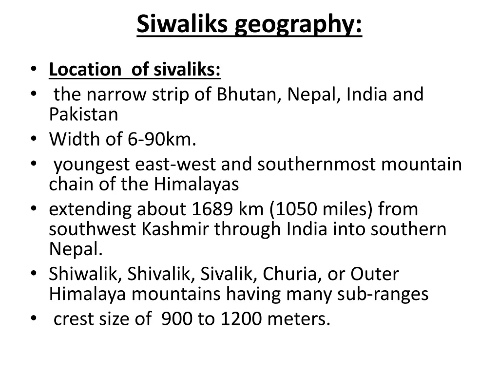 siwaliks geography