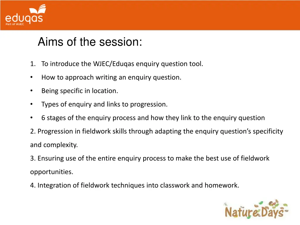 aims of the session