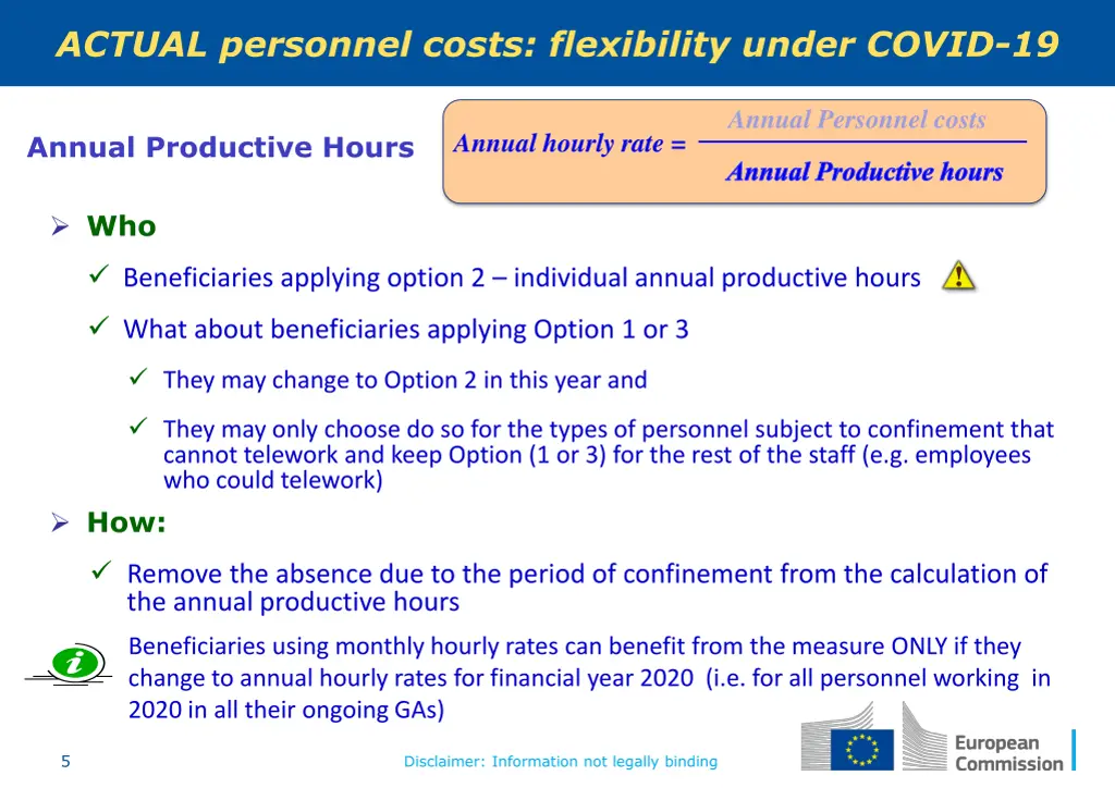 actual personnel costs flexibility under covid 19