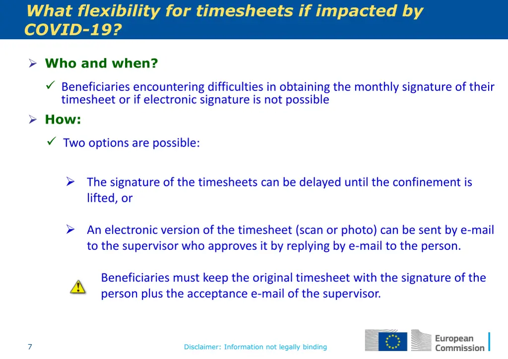 what flexibility for timesheets if impacted