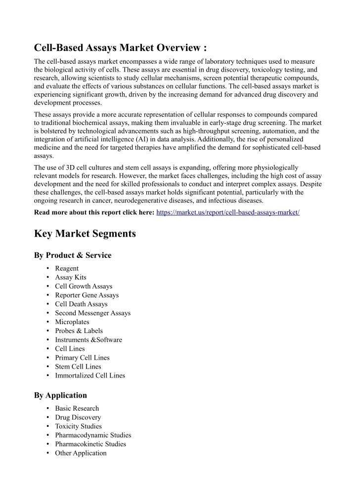 cell based assays market overview