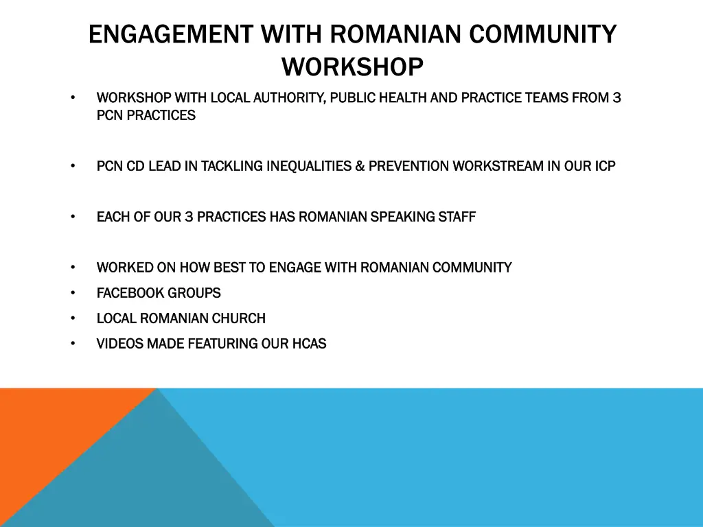 engagement with romanian community workshop