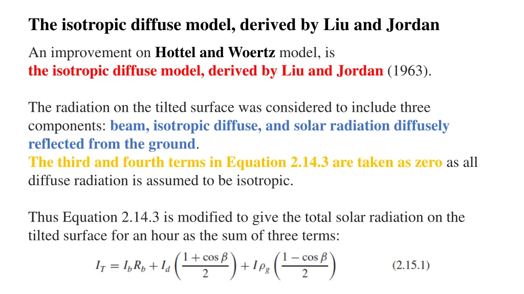 the isotropic diffuse model derived