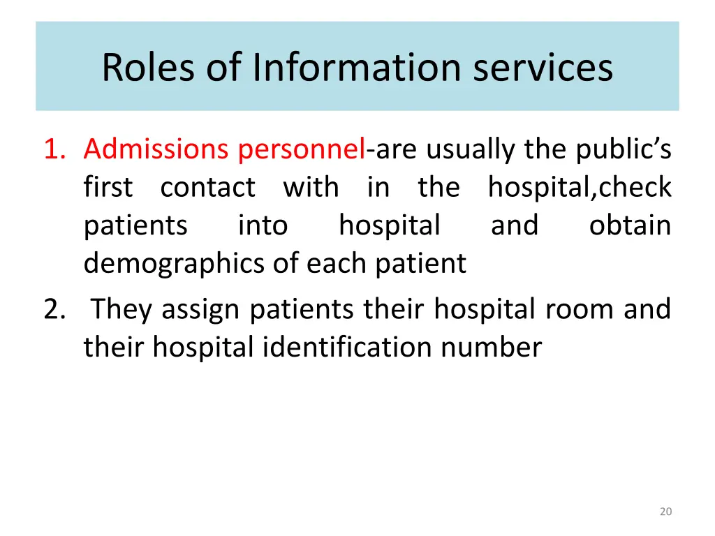 roles of information services