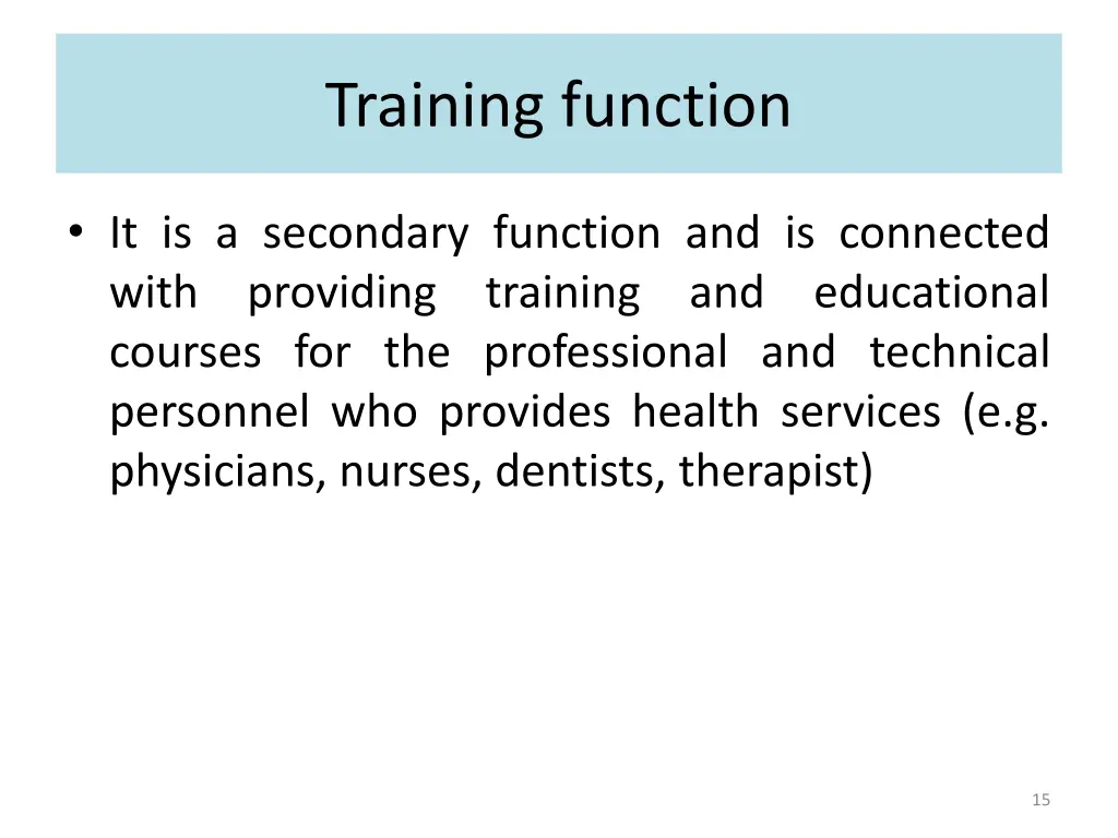 training function