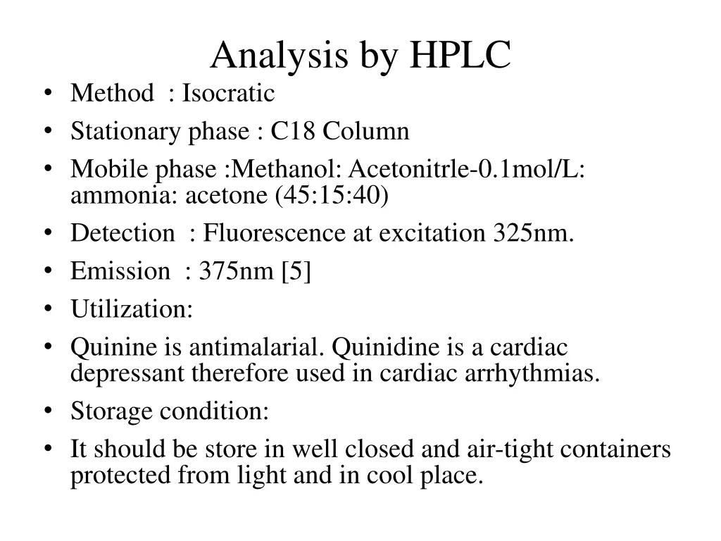 analysis by hplc method isocratic stationary