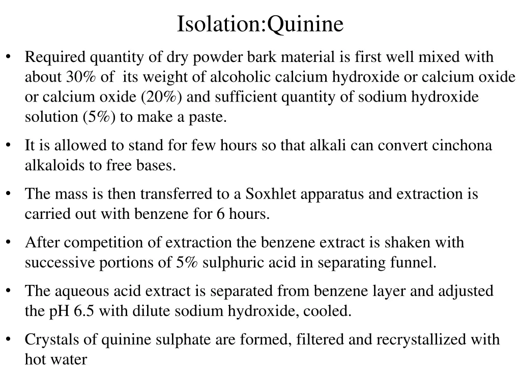 isolation quinine