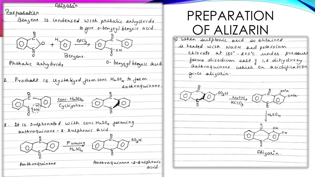 preparation of alizarin