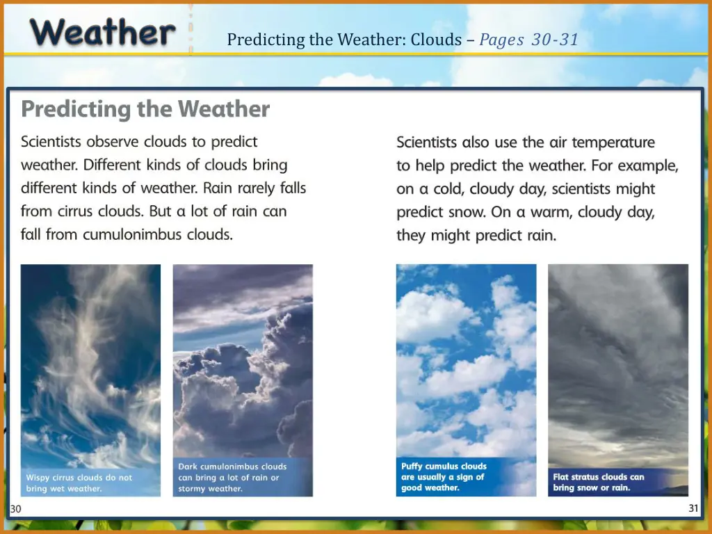 predicting the weather clouds pages 30 31