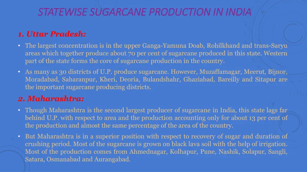 statewise sugarcane production in india statewise