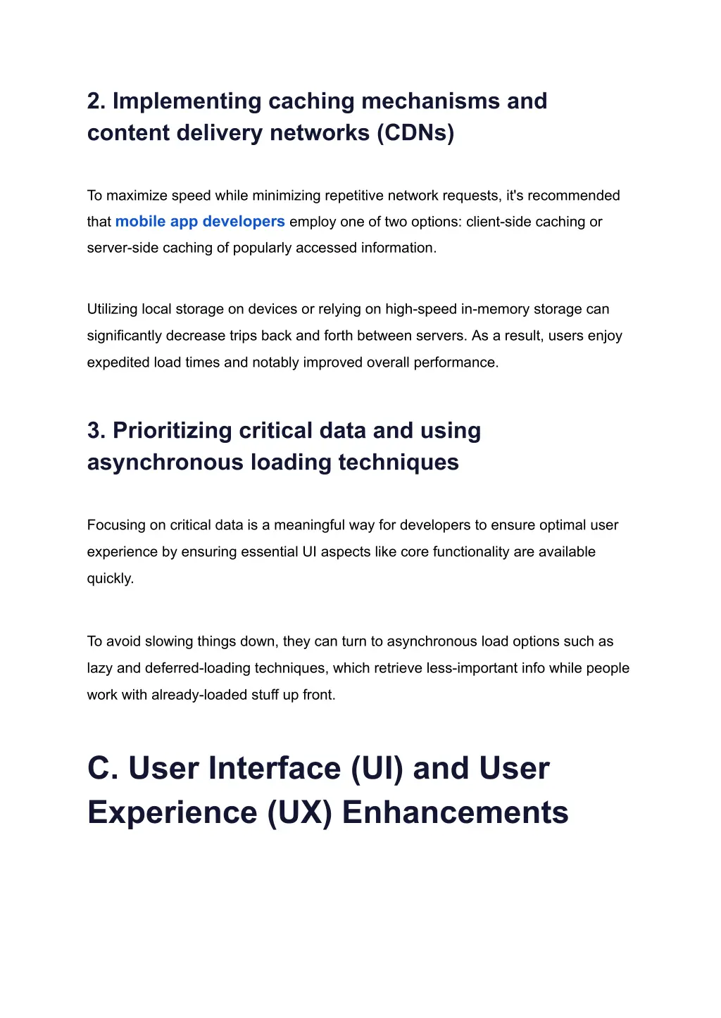 2 implementing caching mechanisms and content