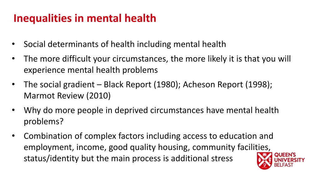 inequalities in mental health