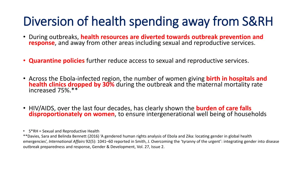 diversion of health spending away from