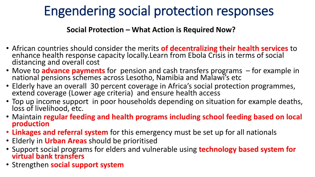 engendering social protection responses