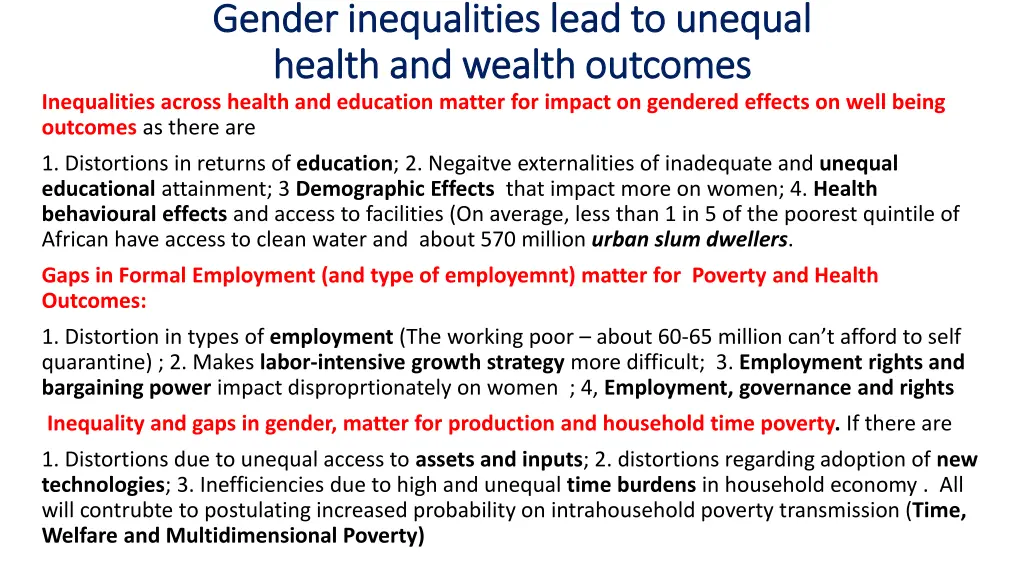 gender inequalities lead to unequal gender