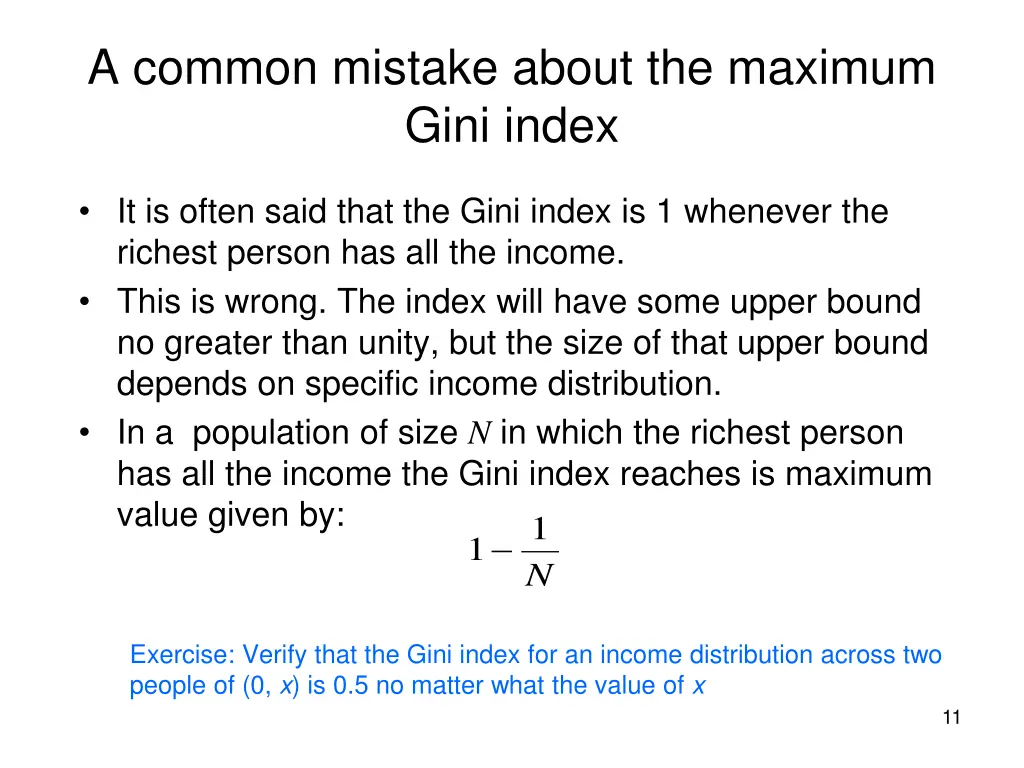 a common mistake about the maximum gini index