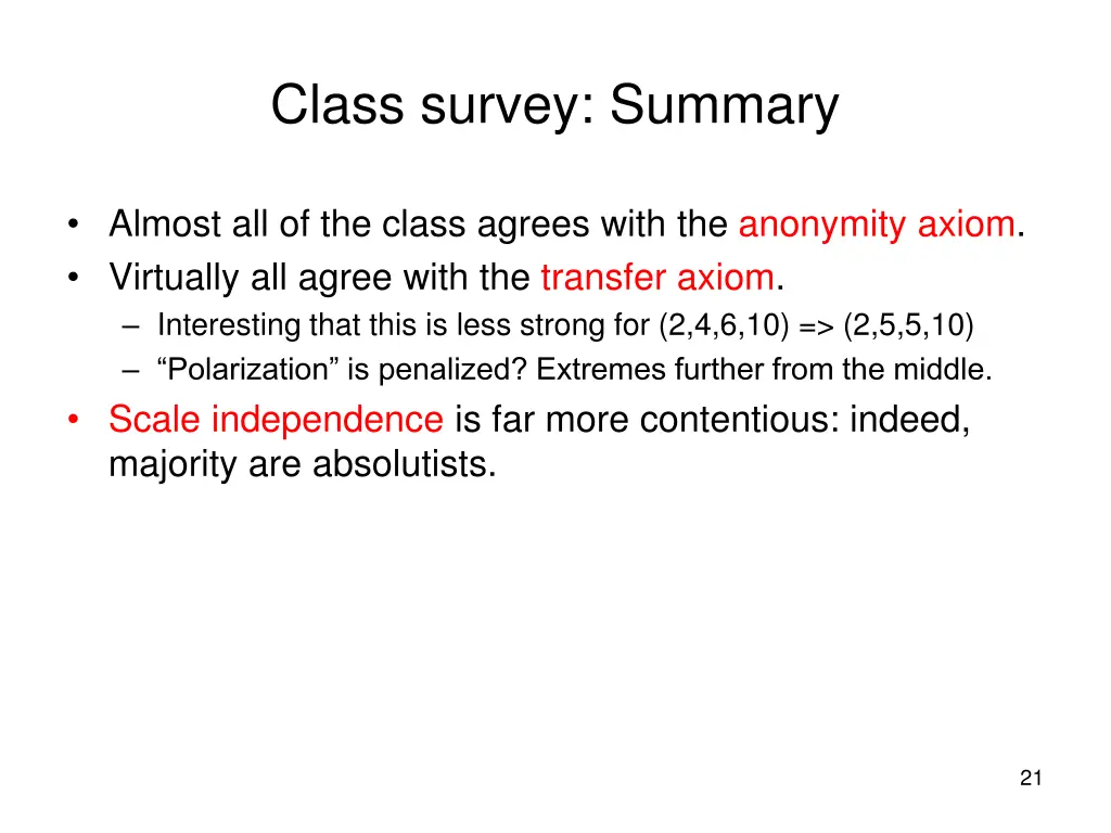 class survey summary