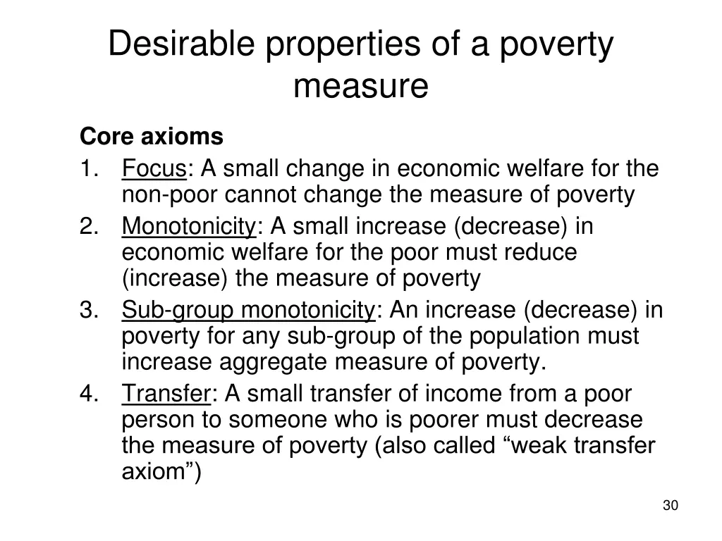 desirable properties of a poverty measure