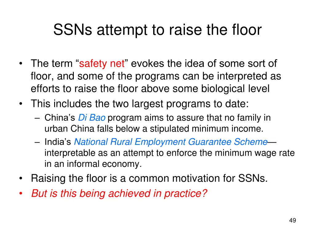 ssns attempt to raise the floor