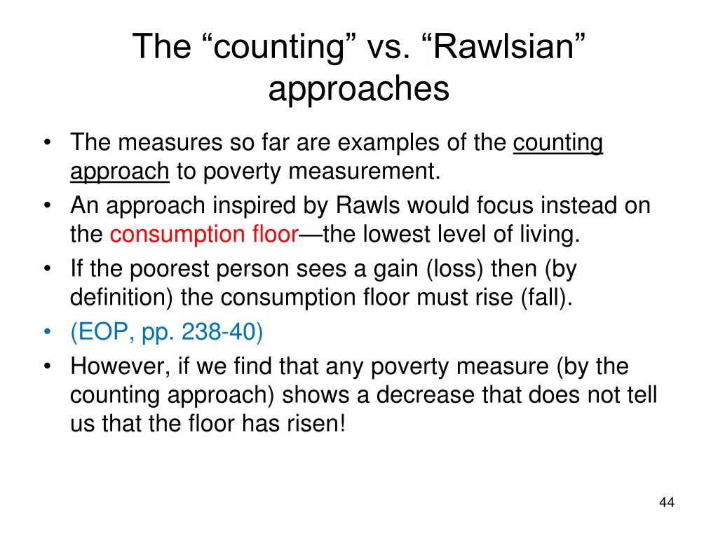 the counting vs rawlsian approaches