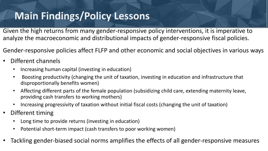 main findings policy lessons