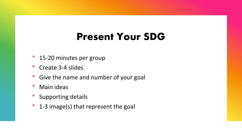 present your sdg