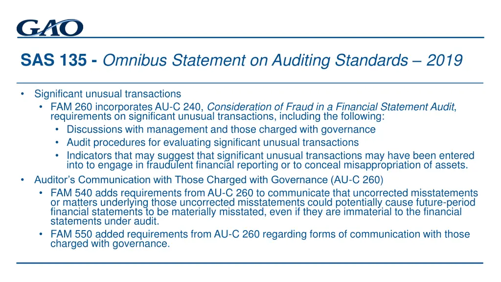 sas 135 omnibus statement on auditing standards