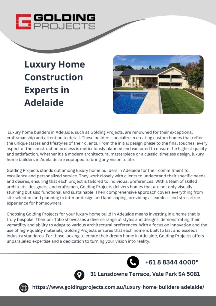 luxury home construction experts in adelaide