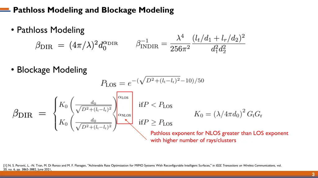 pathloss modeling and blockage modeling