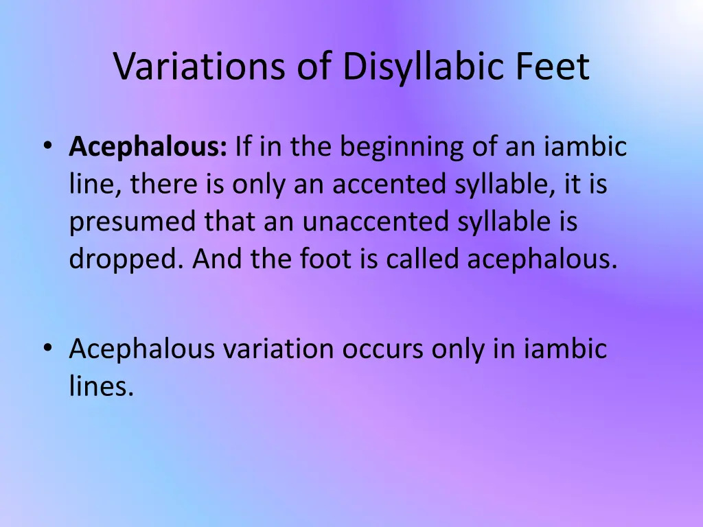 variations of disyllabic feet 1