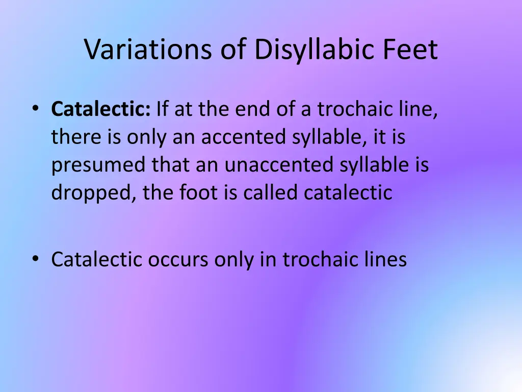 variations of disyllabic feet