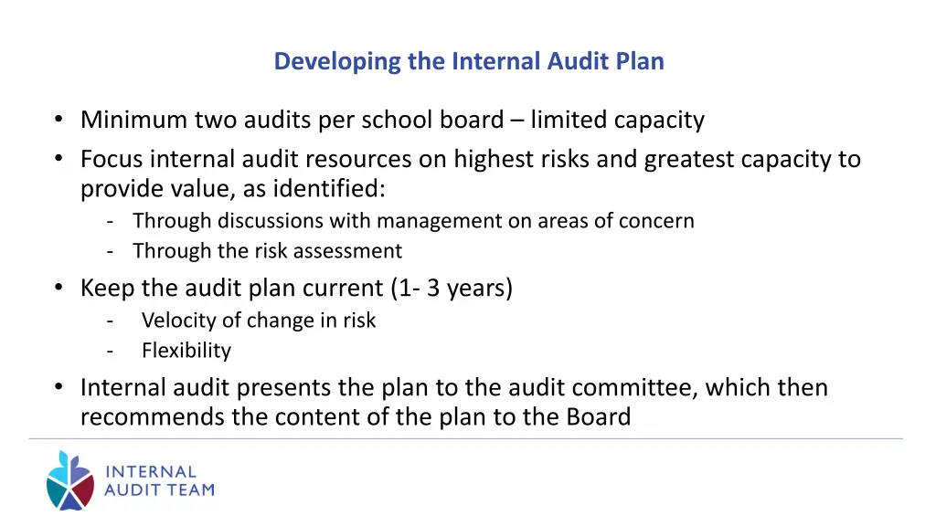 developing the internal audit plan