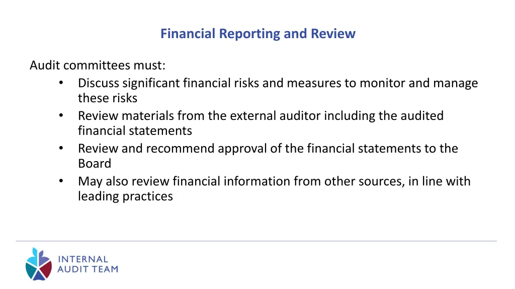 financial reporting and review