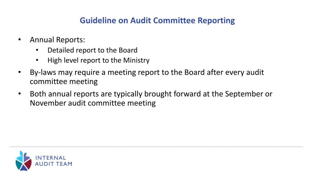 guideline on audit committee reporting