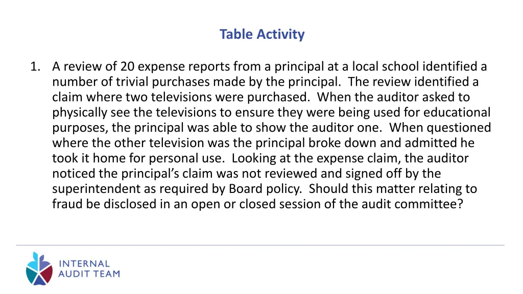 table activity 1