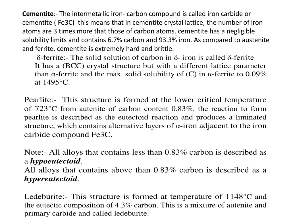 cementite the intermetallic iron carbon compound