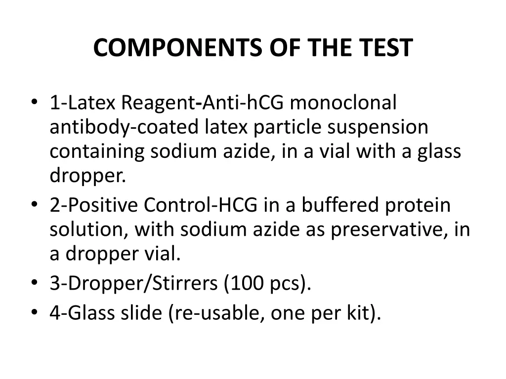 components of the test