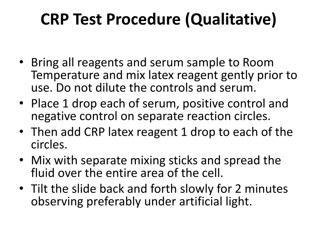 crp test procedure qualitative