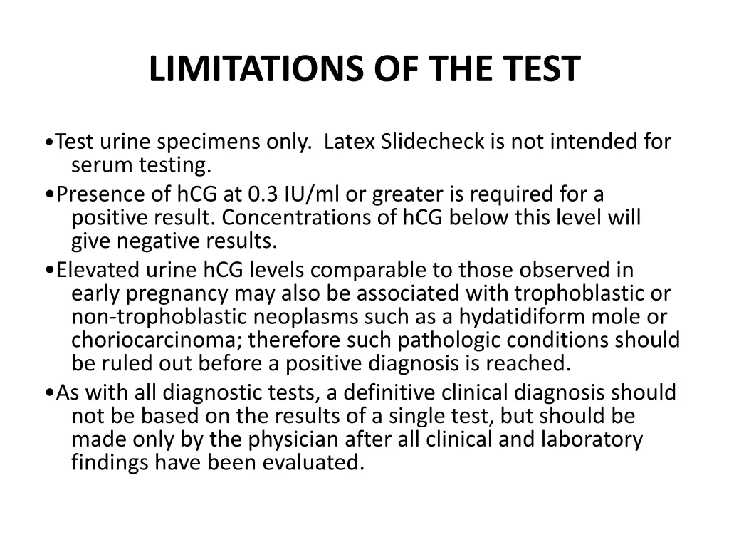 limitations of the test