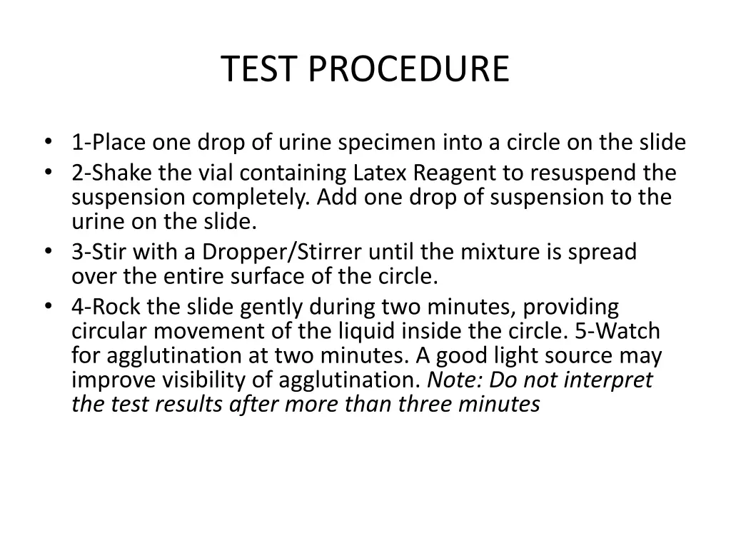 test procedure