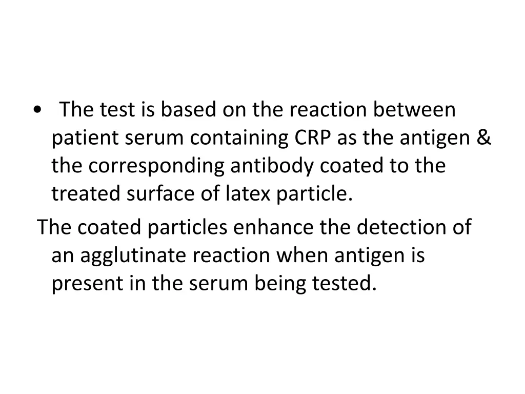 the test is based on the reaction between patient