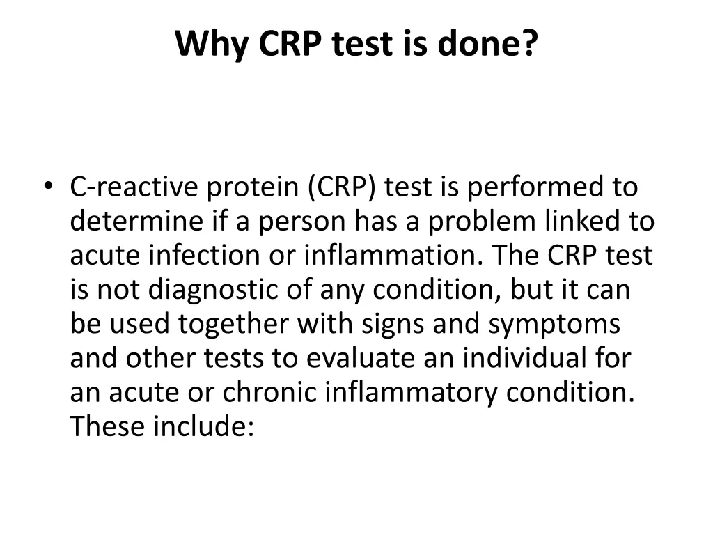 why crp test is done